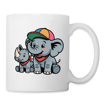 Lustiges Elefanten-Nashorn-Duo Cap - Tasse - Weiß - Rechts