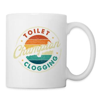 Toilet Clogging Champion Bathroom Plunger Humor - Mug - white - Right