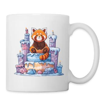 Roter Panda auf Eis-Torte - Mug - white - Right