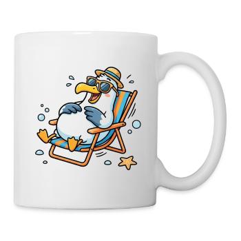 Mouette détendue sur la plage - Mug blanc - blanc - Droite