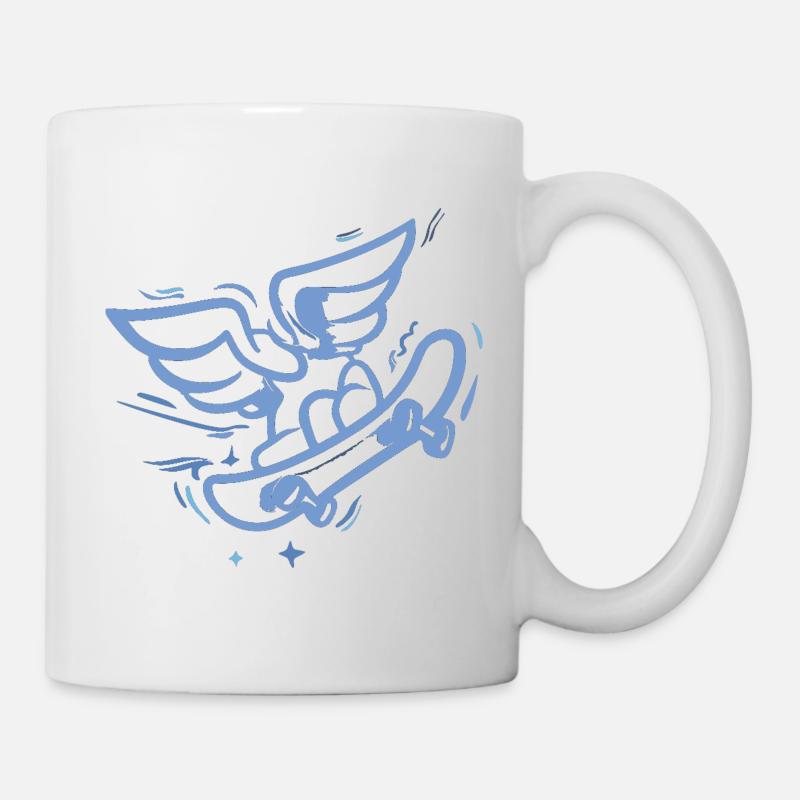 Wing Skateboard Heart Blue - Mug blanc - blanc