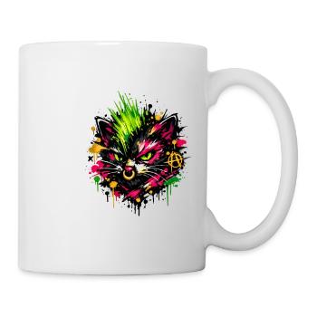 Neon Cat Graffiti Splatter - Tasse - Weiß - Rechts