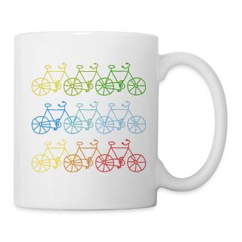 Bunte Fahrräder Fahrrad Geschenk - Tasse - Weiß - Rechts