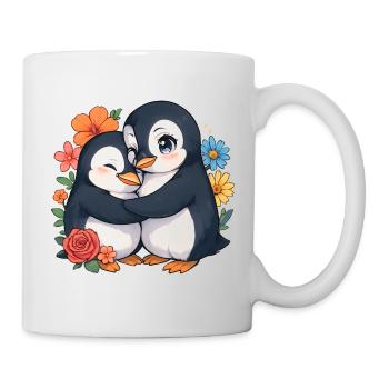 Kuschelpinguine im Blütenkreis - Tasse - Weiß - Rechts