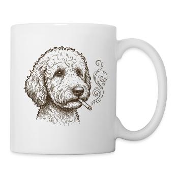 Detailed Dog Portrait with Cigar and Smoke - Mug - white - Right