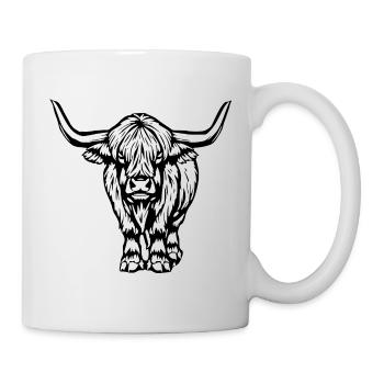 schottisches Hochlandrind - Tasse - Weiß - Rechts