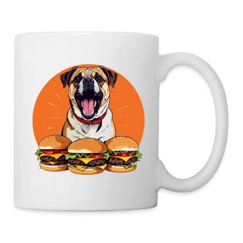Fröhlicher Hund Burgerparade lustiges Hunde Motiv - Tasse - Weiß - Rechts
