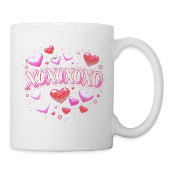 XOXOXO Cœurs Scintillant Néon - Mug blanc - blanc - Droite