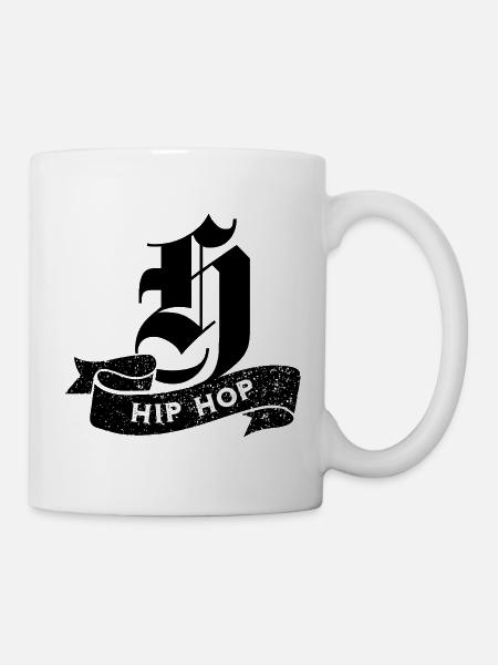 Hip-Hop-Typografie auf Schwarz - Tasse - Weiß