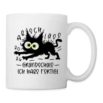 Abschluss 2026 Grundschule Ich habe fertig Katze - Tasse - Weiß - Rechts