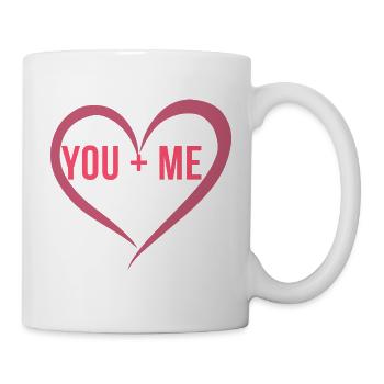 Modèle de t-shirt romantique du couple Toi + Moi Heart - Mug blanc - blanc - Droite