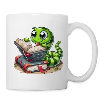 Lese Schlange mit Büchern - Tasse - Weiß - Rechts