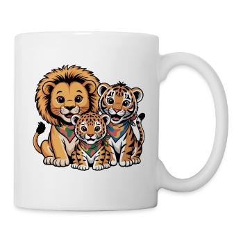 Süße Löwe Tiger Leopard Freunde - Tasse - Weiß - Rechts