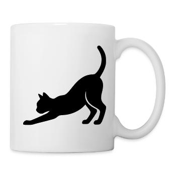 Silhouette de chat Étirement Vecteur ludique - Mug blanc - blanc - Droite
