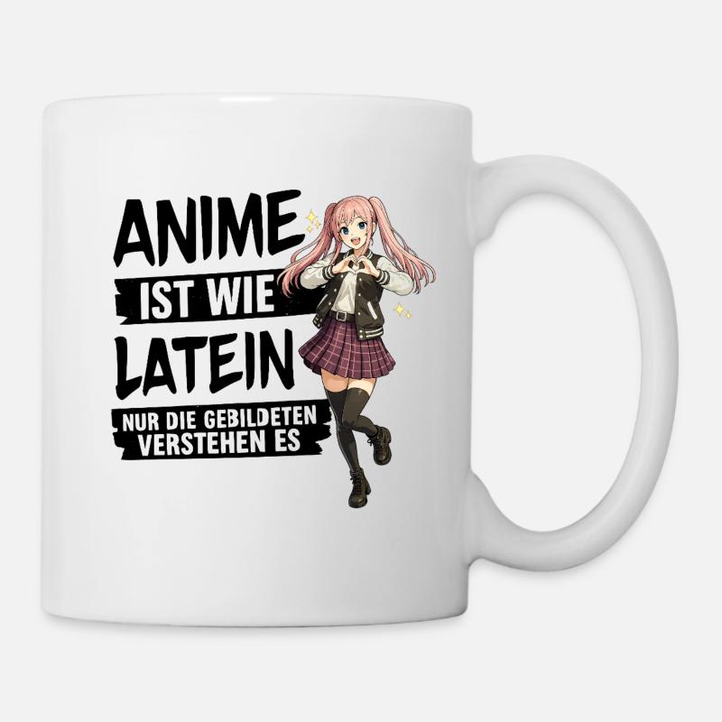 Anime Schulmädchen Herzpose - Tasse - Weiß