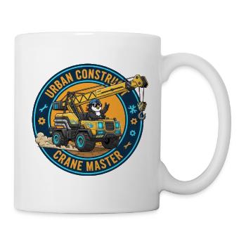 Cool Penguin Crane Operator Construction Worker Cartoon - Mug - white - Right