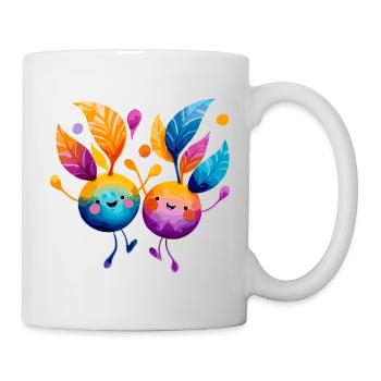 Colorful fruit friends with leaf vines - Mug - white - Right
