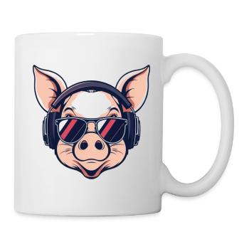 cochon cool avec des lunettes de soleil carnaval - Mug blanc - blanc - Droite