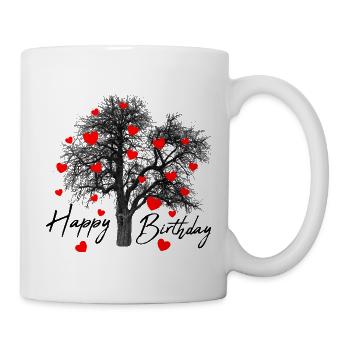 Arbre aux Cœurs Rouges Joyeux anniversaire - Mug blanc - blanc - Droite