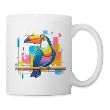 Toucan coloré sur des surfaces néon - Mug blanc - blanc - Droite