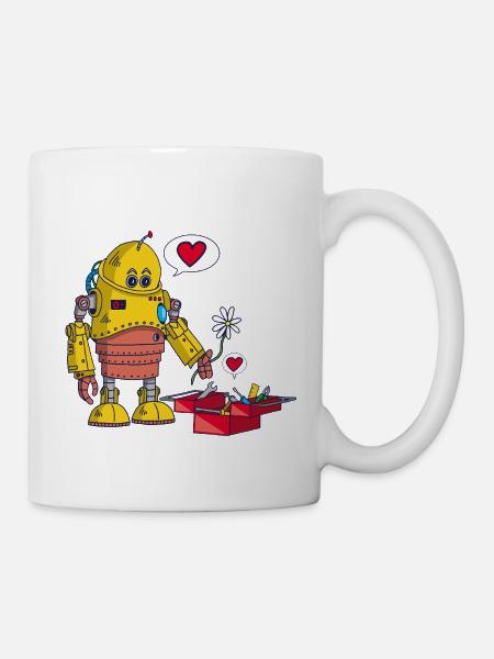 Der Roboter und die Liebe - Tasse - Weiß