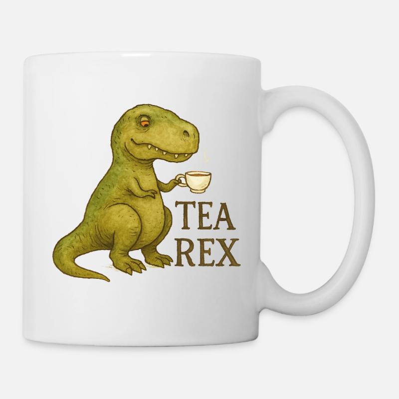 Tea Rex: Aquarell Dino Tea Time - Tasse - Weiß