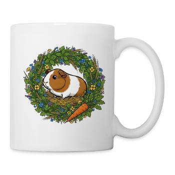 Cobaye dans le nid de couronnes de fleurs - Mug blanc - blanc - Droite