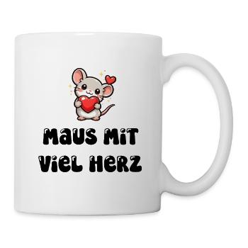 Maus mit viel Herz - Tasse - Weiß - Rechts