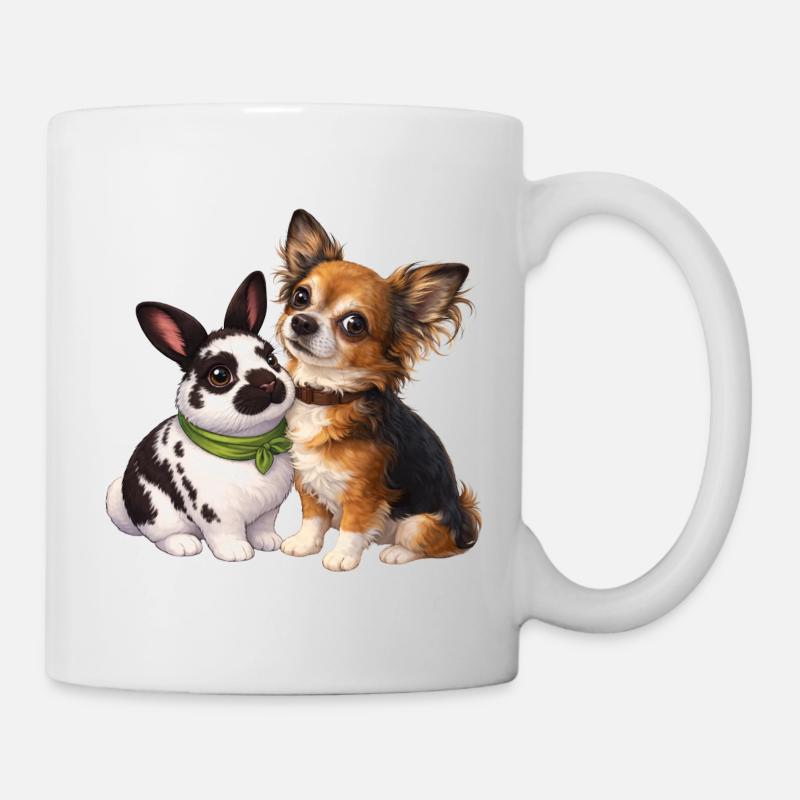 Dwarf Rabbits Paulinchen and Chihuahua Dexter - Mug - white
