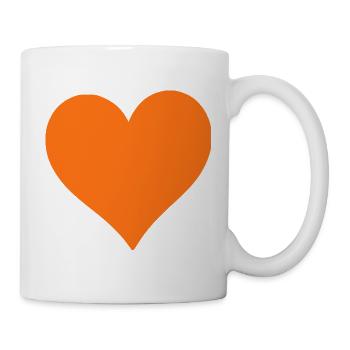 orangenes Herz orangen Geschenk  - Tasse - Weiß - Rechts