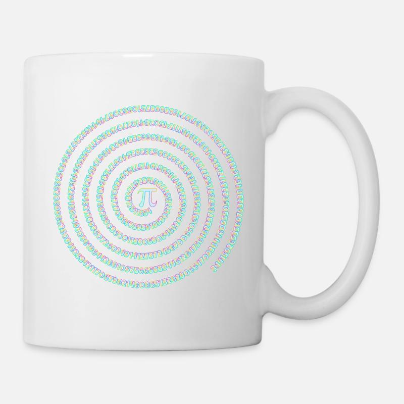 Symbole Pi Spiral Arc-en-ciel Chiffres de jour Pi - Mug blanc - blanc