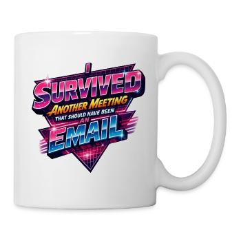 I Survived Another Meeting 80s retro vibes - Mug - white - Right