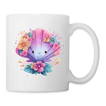 Moule fleurie avec des fleurs joyeuses - Mug blanc - blanc - Droite