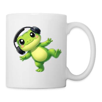 Süßer Frosch Kröte Unke mit Kopfhörern Tanzen Tech - Tasse - Weiß - Rechts