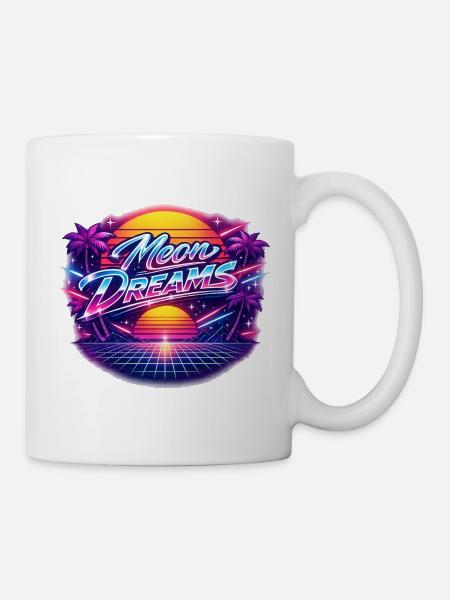 Moon Dreams Neon Retro Sunset - Tasse - Weiß