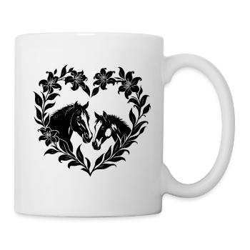 Horses Heart Flowers Silhouette Love Design Art - Mug - white - Right