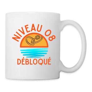 Level 08 freigeschaltet, kreatives und frisches Design - Tasse - Weiß - Rechts