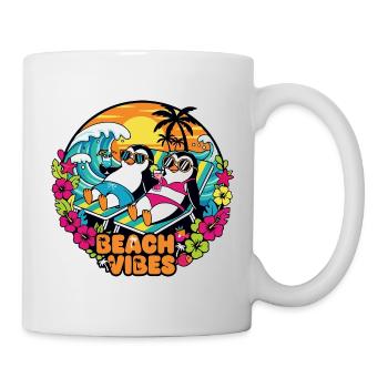 Beach Vibes Penguins on the Beach Summer Feelings Motif - Mug - white - Right