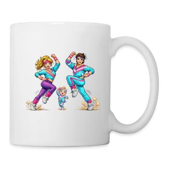 Retro-Aerobic-Familie in Bewegung  - Tasse - Weiß - Rechts