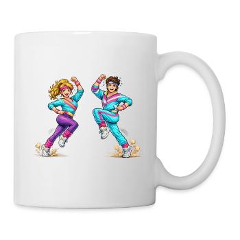 Retro-Aerobic-Paar in Bewegung   - Tasse - Weiß - Rechts