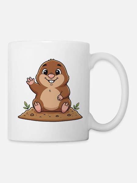 Fröhlicher Maulwurf - Tasse - Weiß