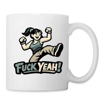 Motivierte Frau / Mädchen "Fuck Yeah" - Mug blanc - blanc - Droite