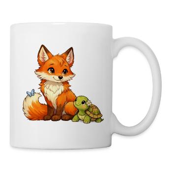 Fox and a cute turtle - Mug - white - Right