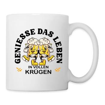 Genieße das Leben – Lustiger Bier Spruch Retro - Tasse - Weiß - Rechts
