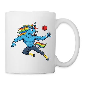 Muscular Rainbow Unicorn Cricket Player - Mug - white - Right