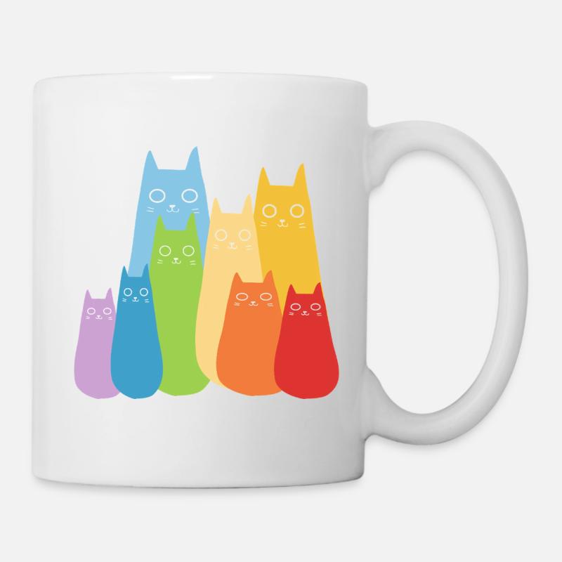 Bunte Katzen Katze Regenbogen - Tasse - Weiß