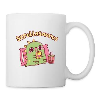 Cute Scrollasaurus Dinosaur Scrolling On Handphone - Mug - white - Right