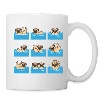 Schwimmender Mops Cartoon Für Hundefans - Tasse - Weiß - Rechts