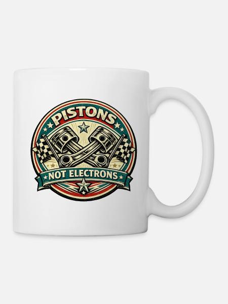 Vintage Piston Badge: Not Electrons - Mug - white