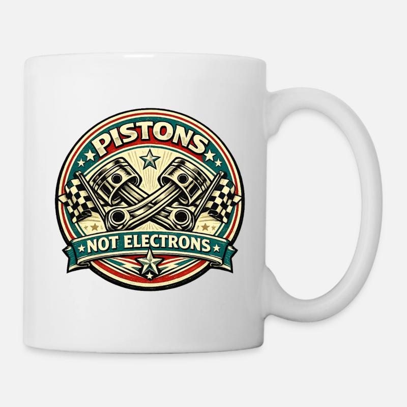 Vintage Piston Badge: Not Electrons - Mug - white